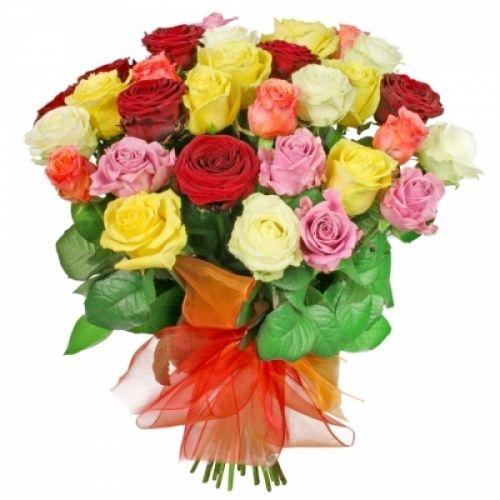 35 разноцветных роз с доставкой по Барнаулу